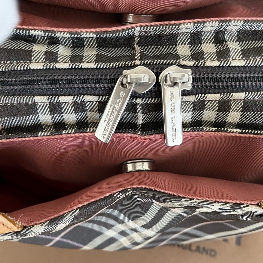 ❗️SOLD❗️Burberry Blue Label Nova Check Tote Rare Dusky Pink Tartan Plaid EUC - Picture 7 of 16